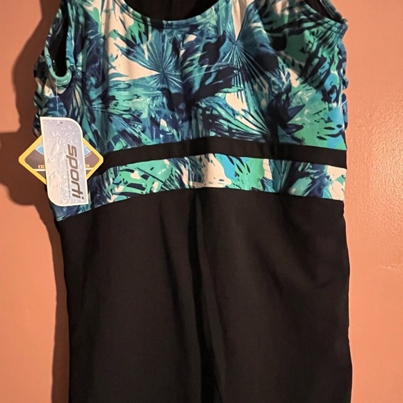 NWT Sporti HydyroLast Aquarelle Chlorine Resistant Scoop One piece Swimsuit 20W - Picture 9 of 11